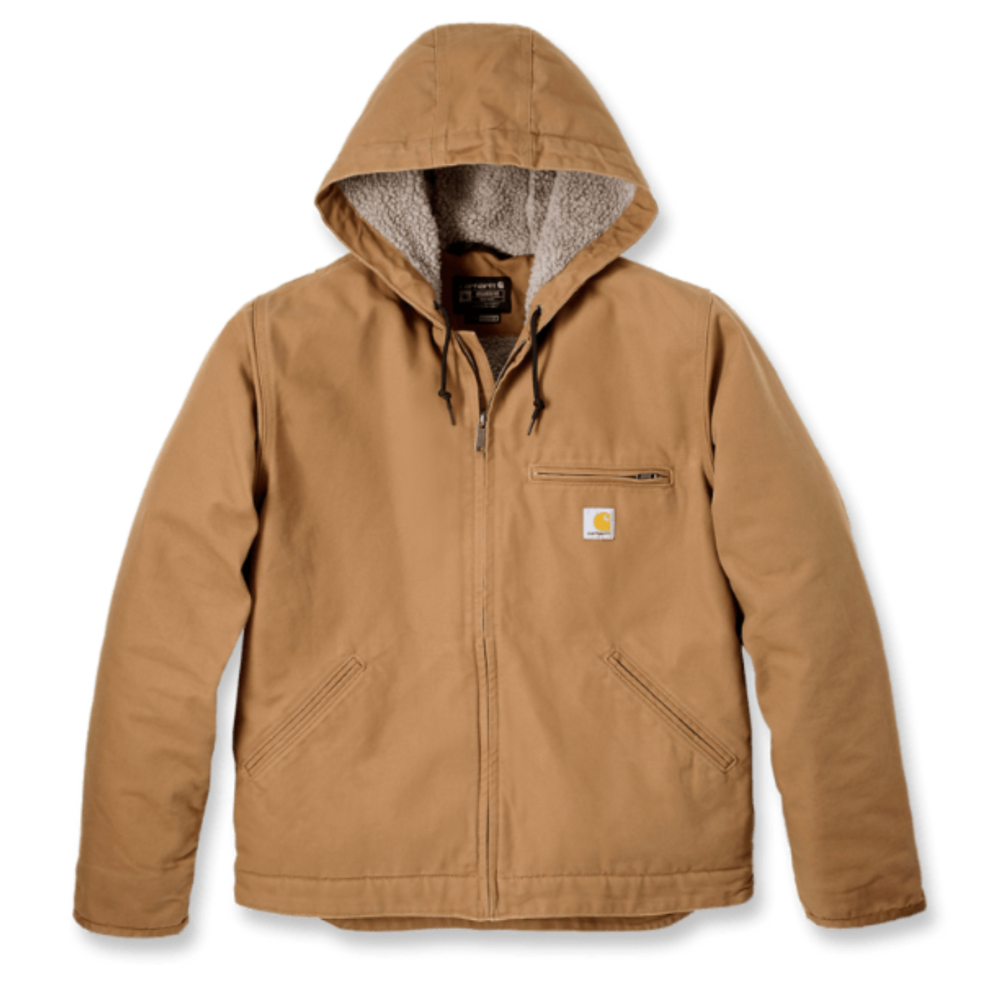 Casaco com carapuço para homem Carhartt Relaxed Fit Washed Duck Sherpa-Lined em Castanho