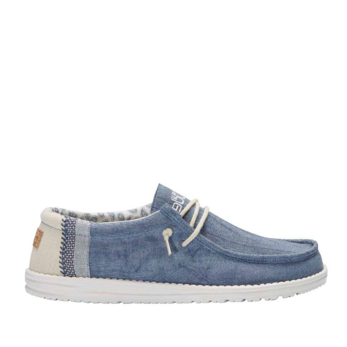 Moccasin Wally Linen Natural Blue Hey Dude