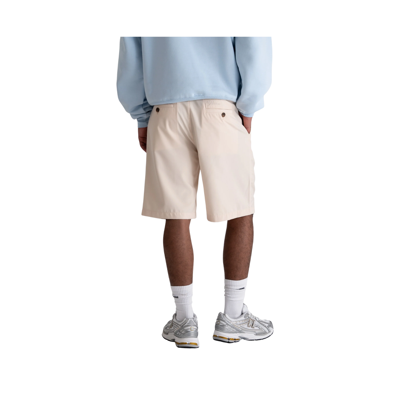 Cream Pleated Shorts