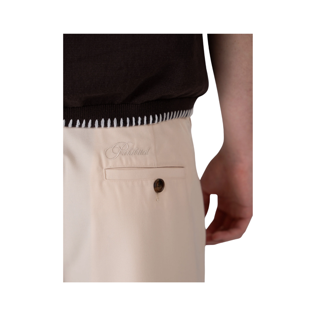 Cream Pleated Shorts