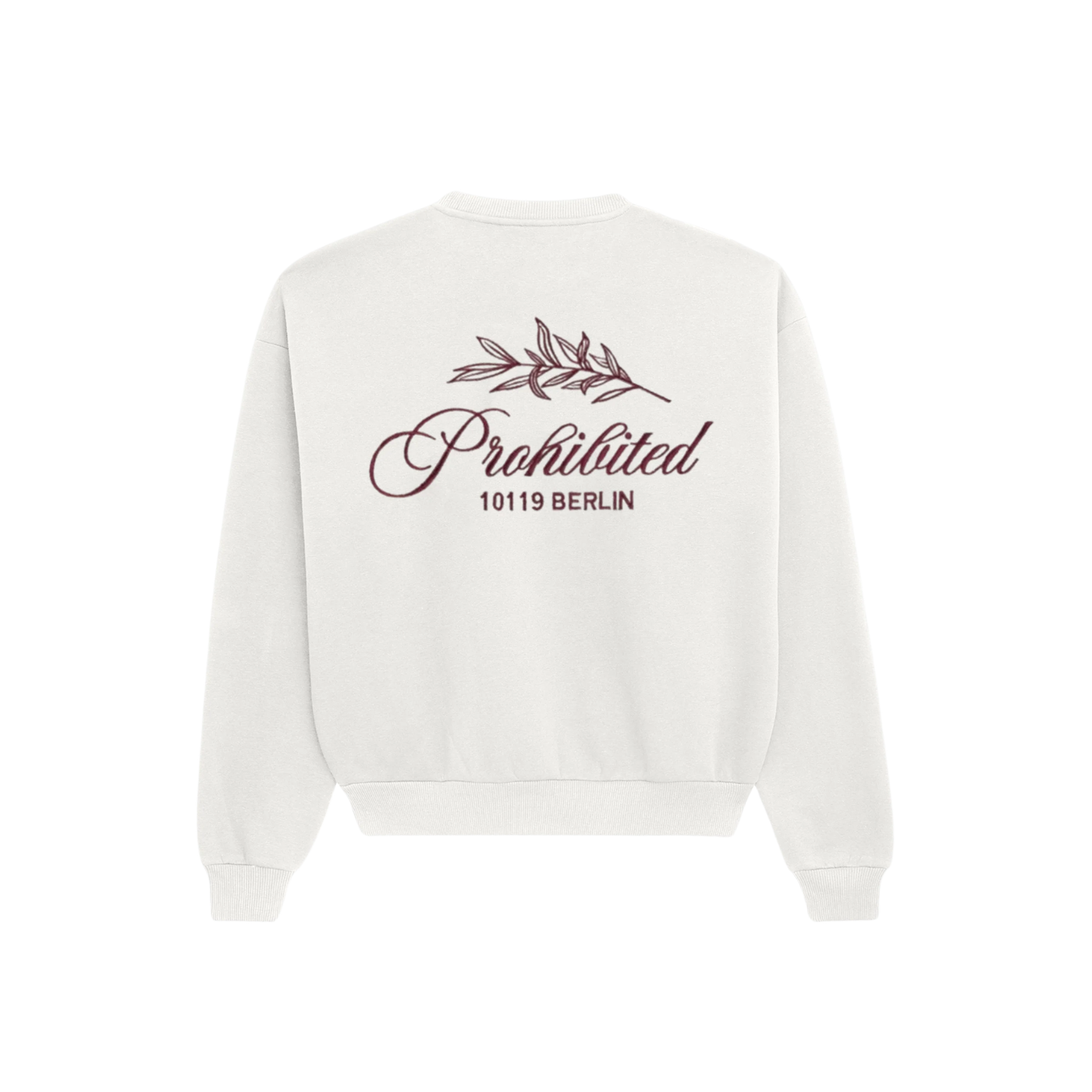 White Crew Neck Sweatshirt PB Leaf Brushed Unisex