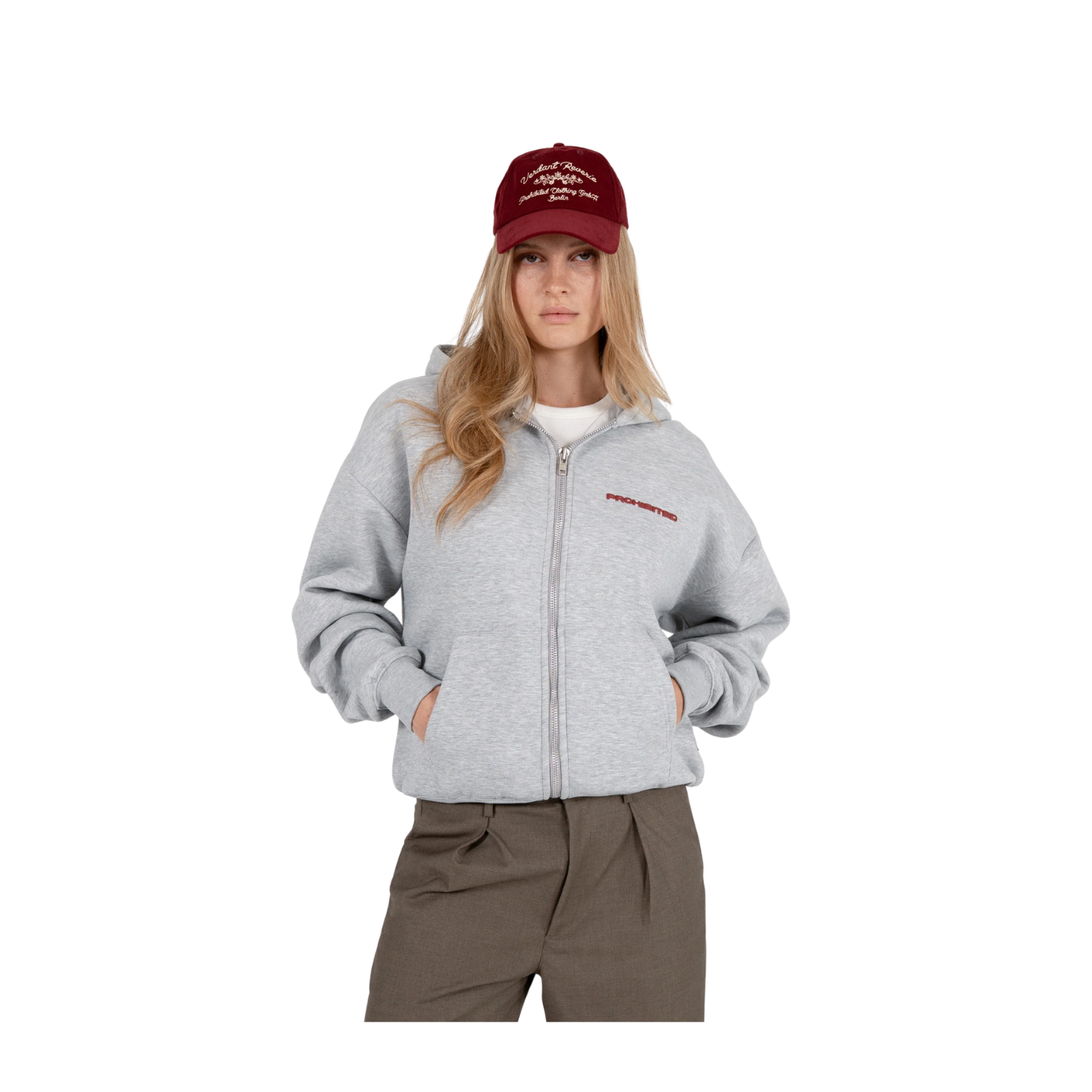 Grey Zippered Prohibited 10119 Brushed Unisex Hoodie