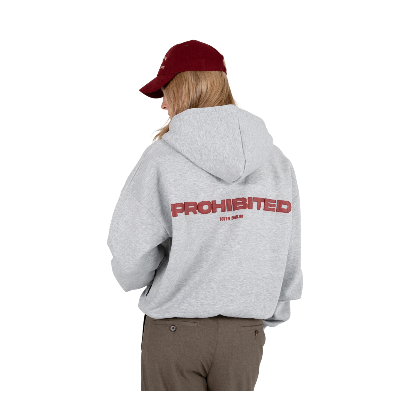 Grey Zippered Prohibited 10119 Brushed Unisex Hoodie