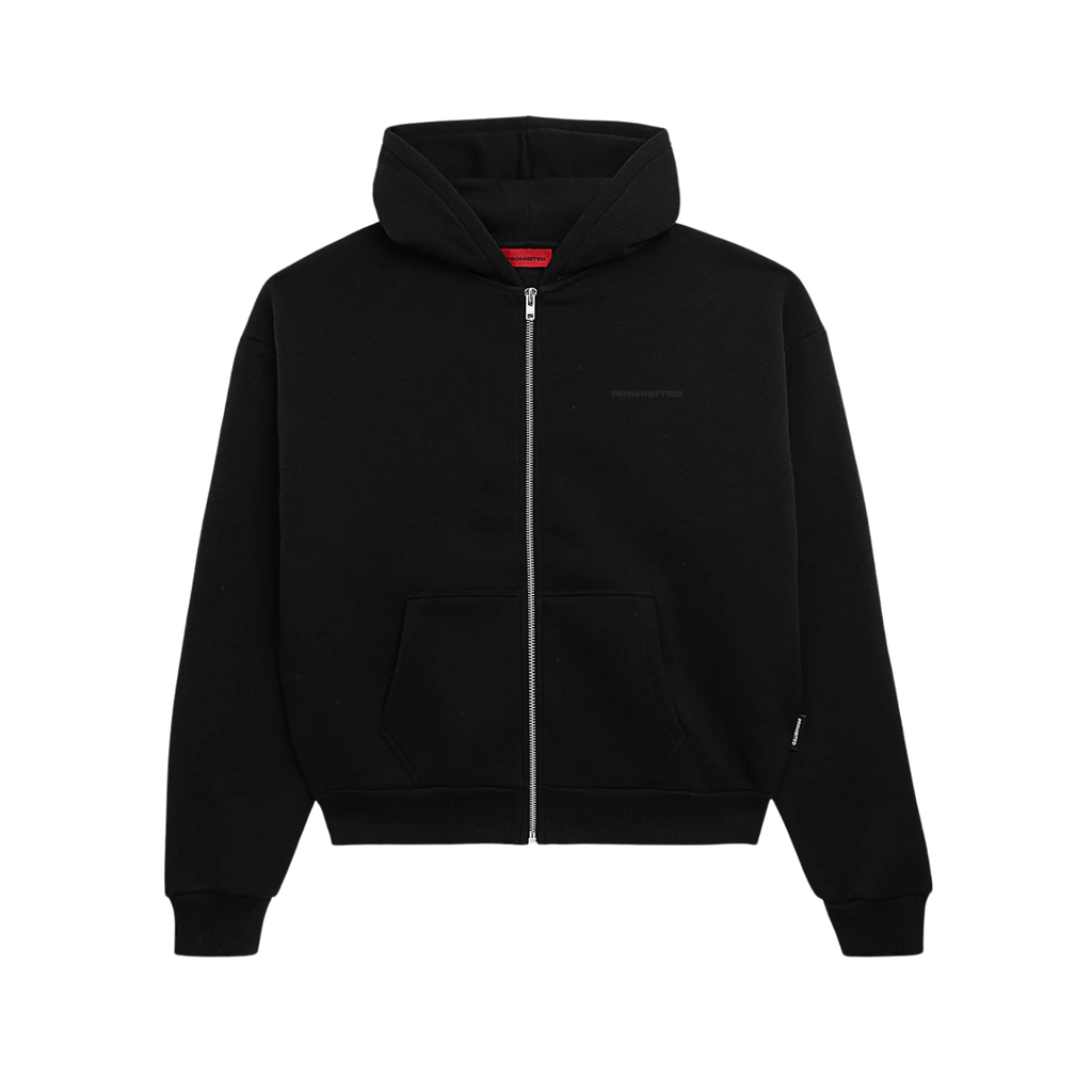 Hoodie com Fecho Preto Prohibited 10119 Cardado Unissexo