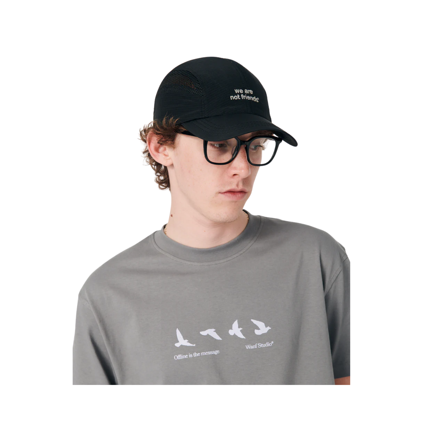 T-Shirt We Are Not Friends Fly Away Cinzenta