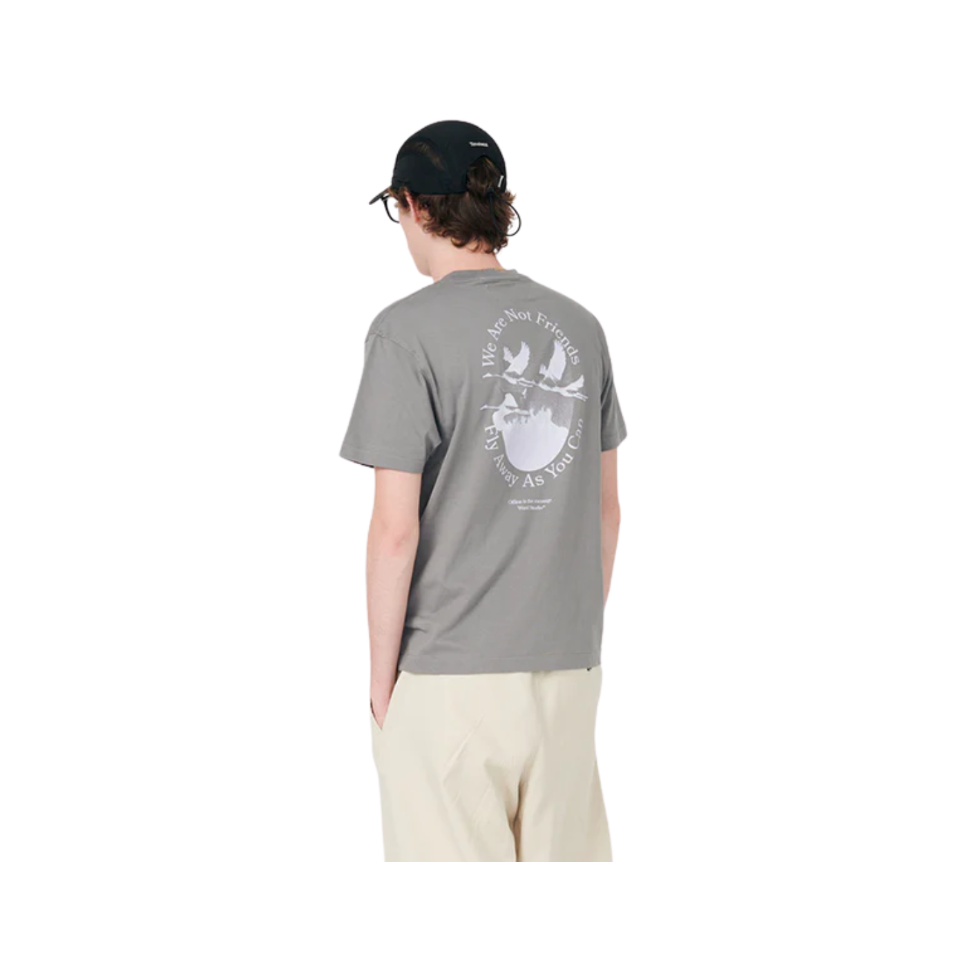 T-Shirt We Are Not Friends Fly Away Cinzenta