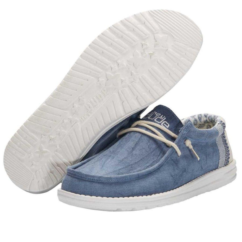 Moccasin Wally Linen Natural Blue Hey Dude