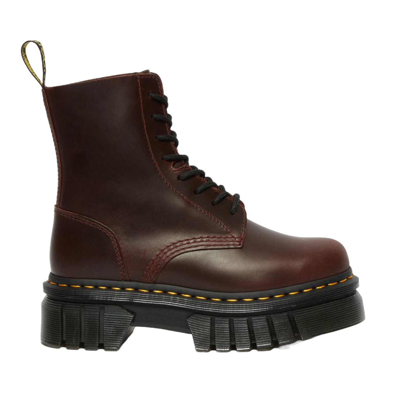 Bota de Mulher Dr. Martens Audrick Charro Brando com Plataforma em Vermelho